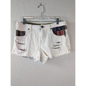 Free People White Boho Patterned Size 29 Cut-Off Shorts